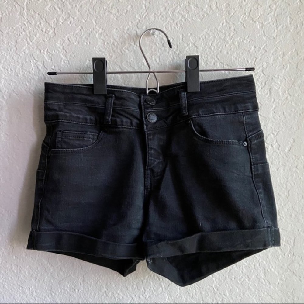 Wax Jean Butt Mid-Rise Denim Shorts Black Size S
